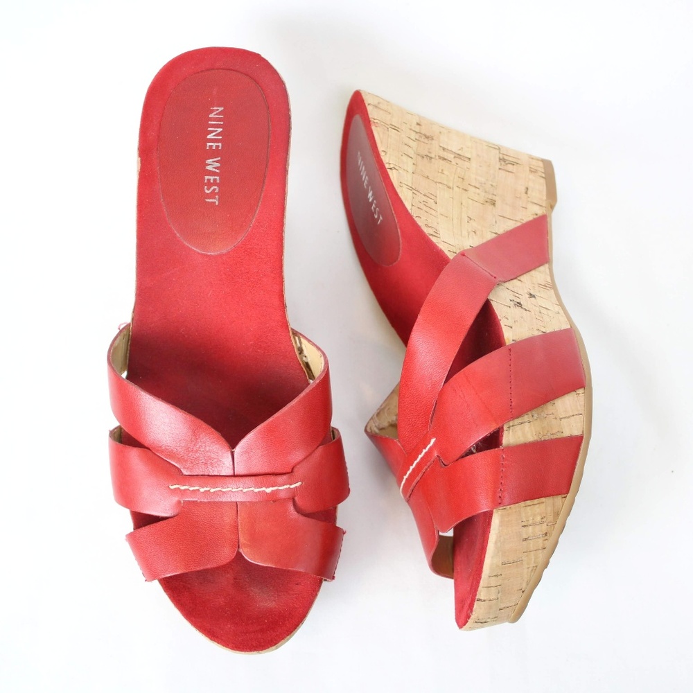 Nine West | Red Cork Esonao Wedges Size 8.5
